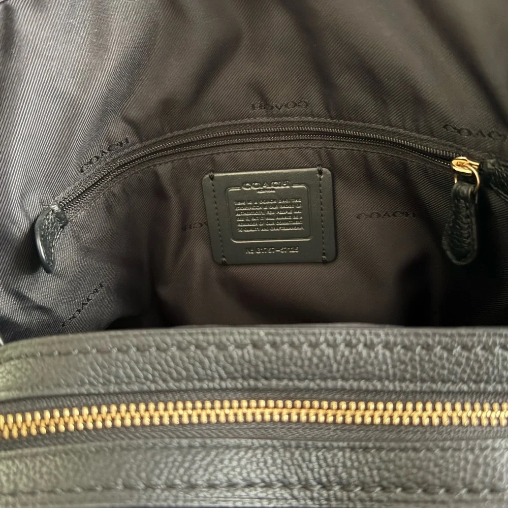 Coach Black Leather Shoulder Bag with Gold Accents - Picture 4 of 9